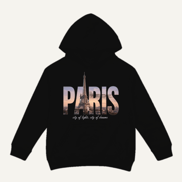 Paris Skyline Hoodie Black