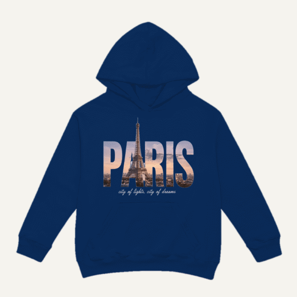 Paris Skyline Hoodie Navy Blue