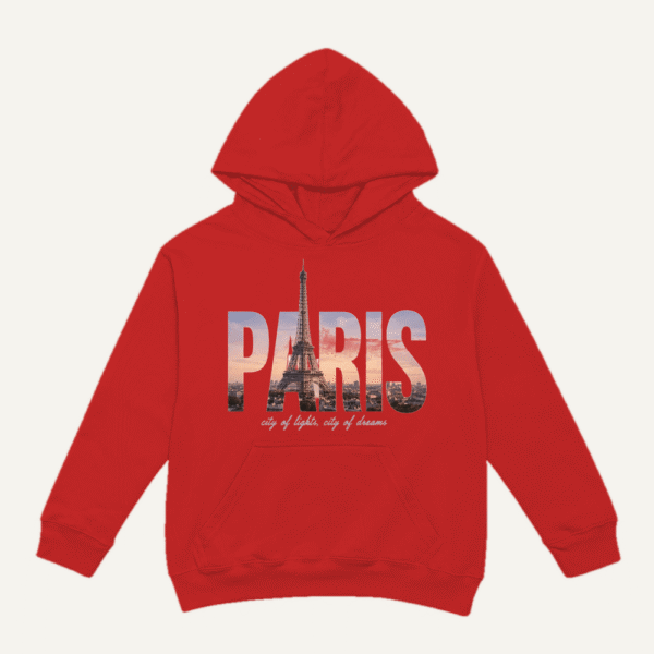 Paris Skyline Hoodie Red