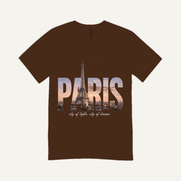Paris Skyline T-shirt Chocolate Brown