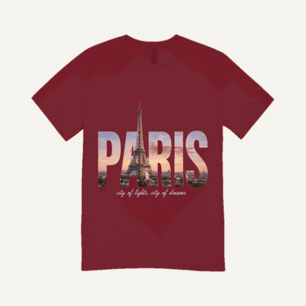 Paris Skyline T-shirt Maroon