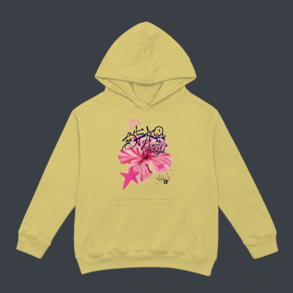 Pink Hibiscus Peace Hoodie Beige