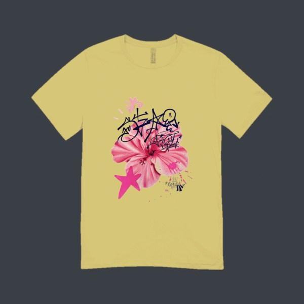 Pink Hibiscus Peace T-shirt Beige