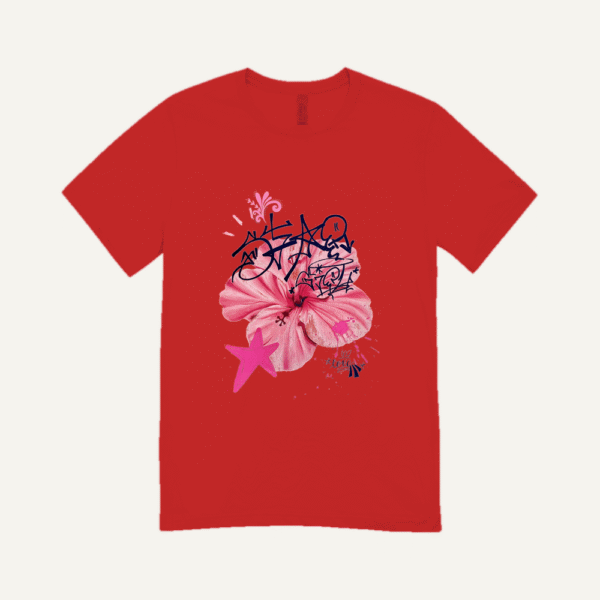 Pink Hibiscus Peace T-shirt Red