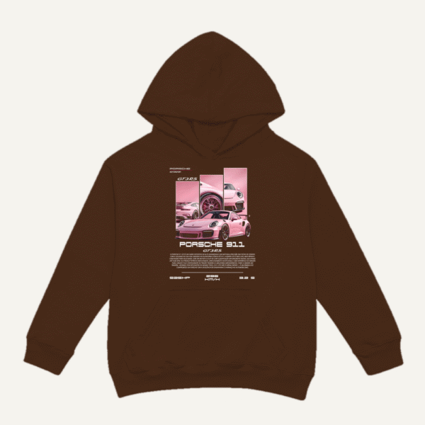 Pink Porsche GT3 RS Hoodie Chocolate Brown