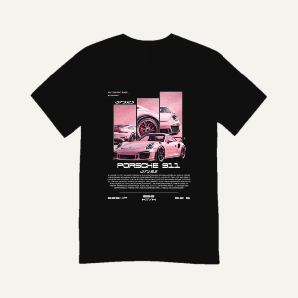 Pink Porsche GT3 RS T-shirt Black