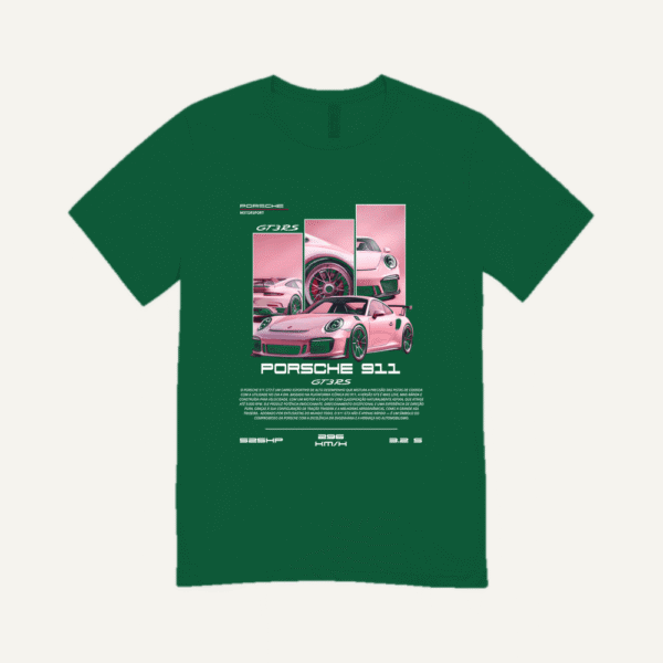 Pink Porsche GT3 RS T-shirt Bottle Green