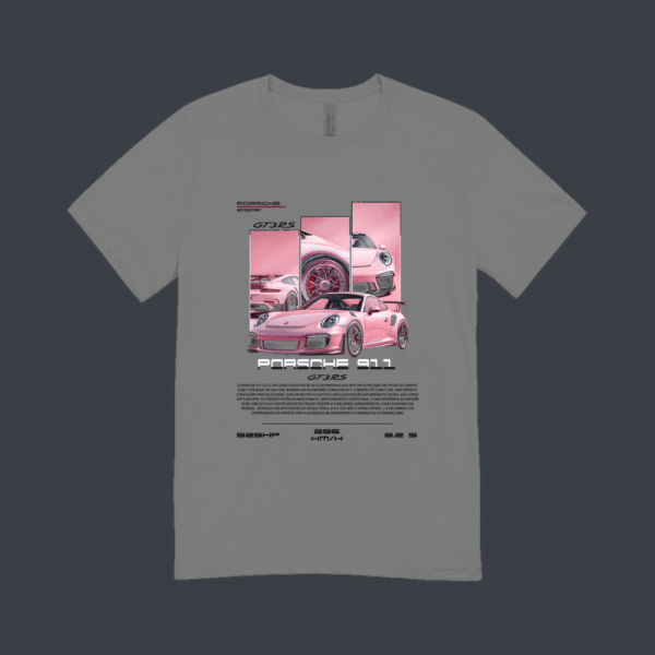 Pink Porsche GT3 RS T-shirt Grey