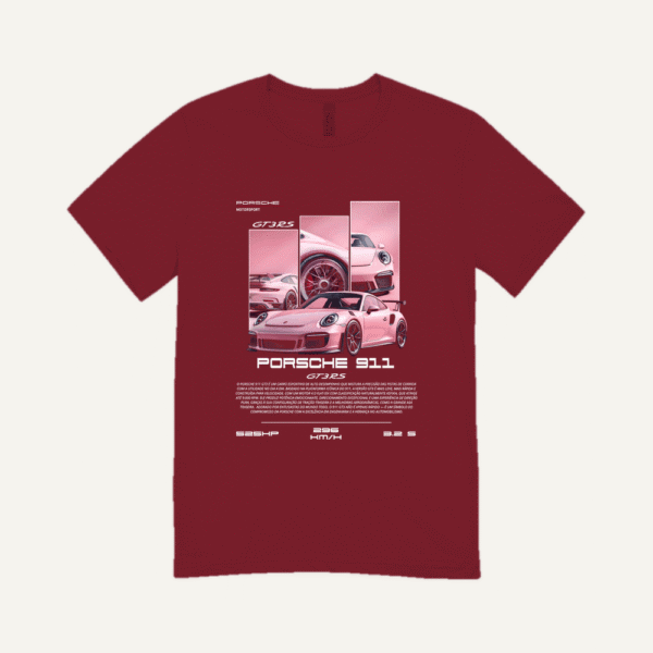 Pink Porsche GT3 RS T-shirt Maroon