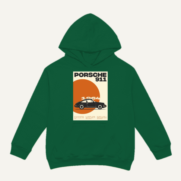 Porsche 911 Retro Hoodie Bottle Green