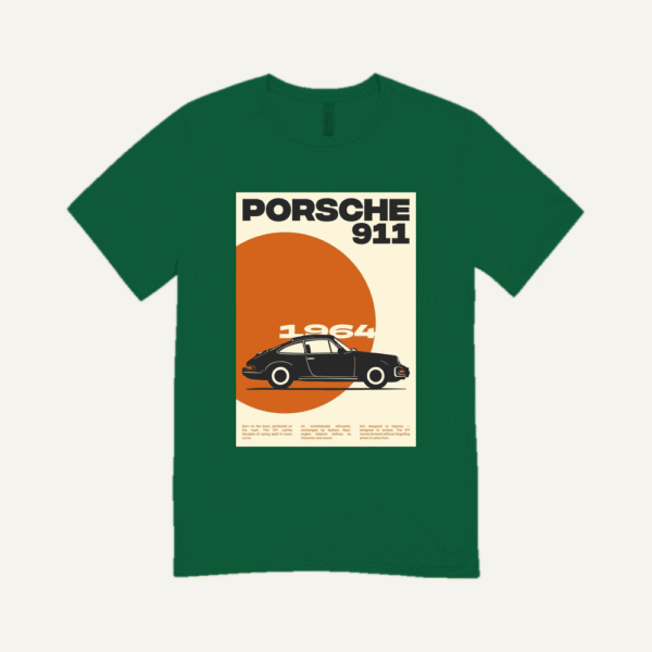 Porsche 911 Retro T-shirt Bottle Green