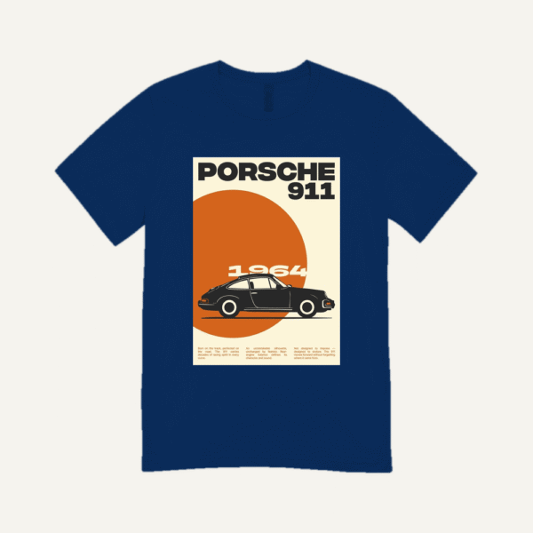 Porsche 911 Retro T-shirt Navy Blue