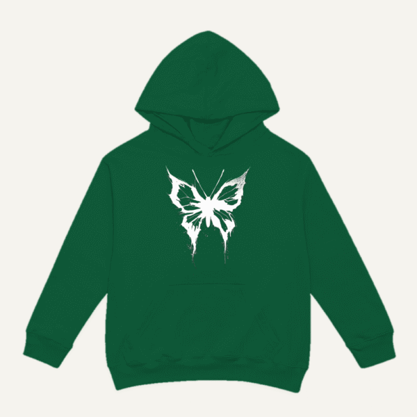 Ragged Butterfly Hoodie Bottle Green