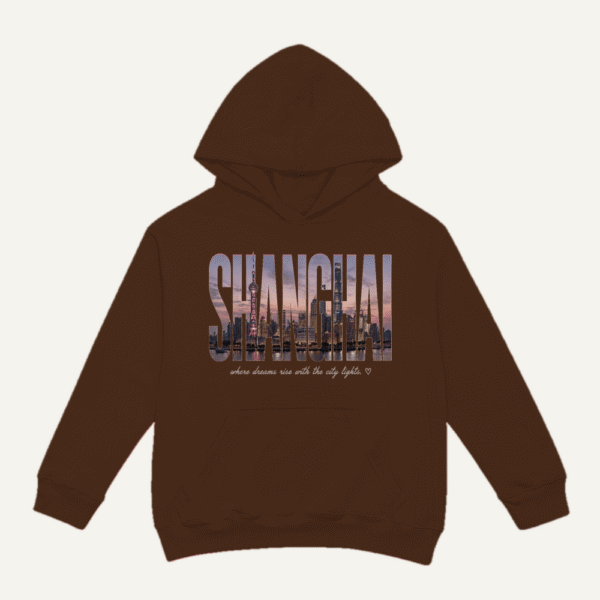 Shanghai Skyline Hoodie Chocolate Brown
