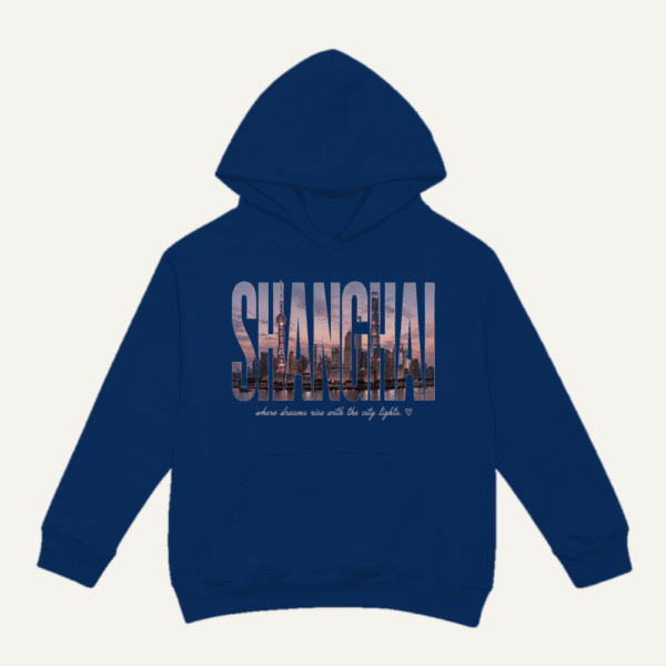 Shanghai Skyline Hoodie Navy Blue