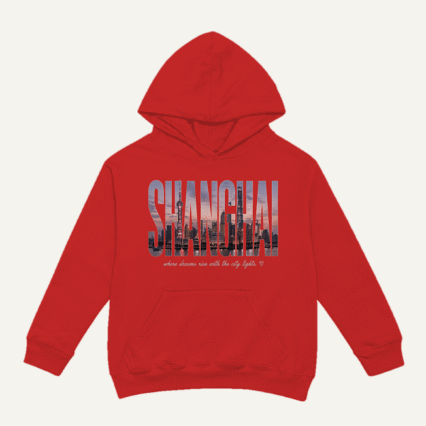 Shanghai Skyline Hoodie Red