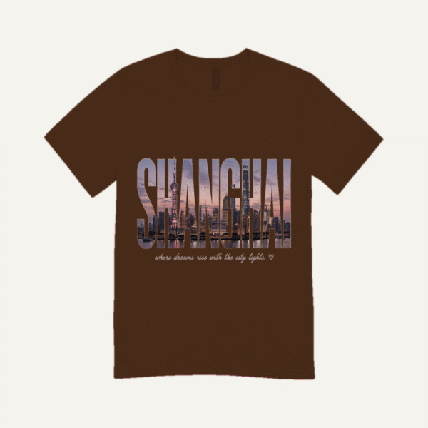 Shanghai Skyline T-shirt Chocolate Brown