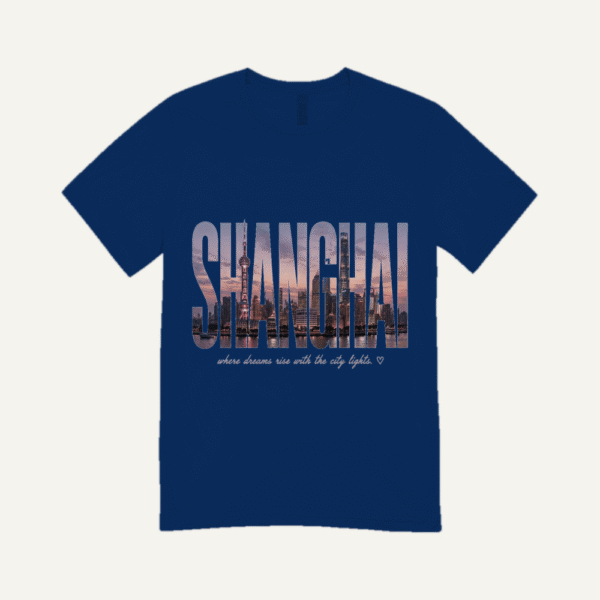 Shanghai Skyline T-shirt Navy Blue