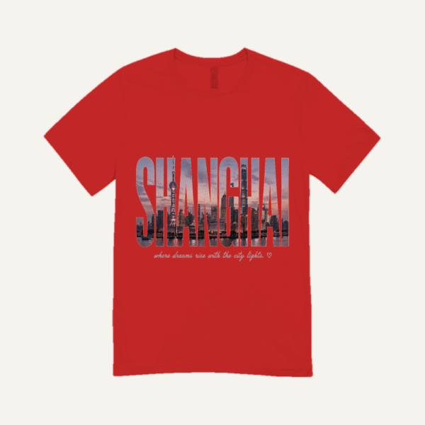 Shanghai Skyline T-shirt Red