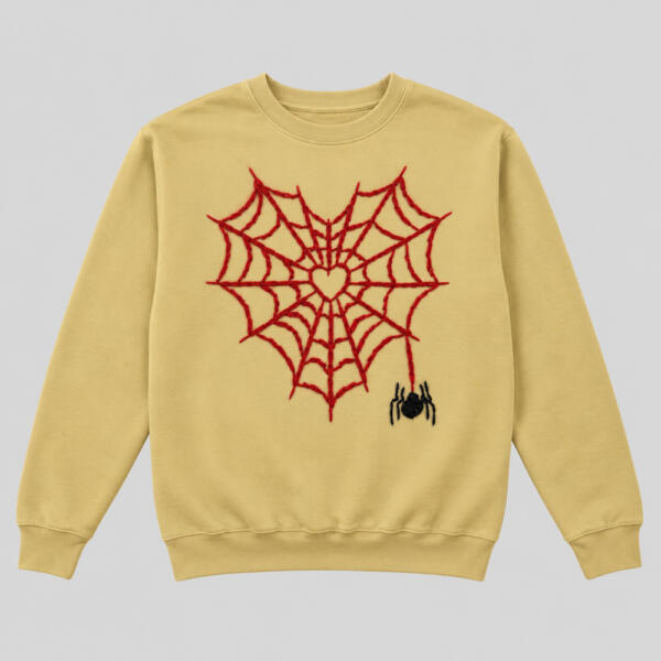 Spider-Web Heart Sweatshirt Beige