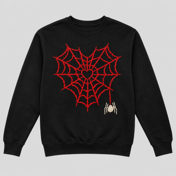 Spider-Web Heart Sweatshirt Black