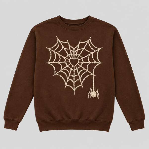 Spider-Web Heart Sweatshirt Chocolate Brown