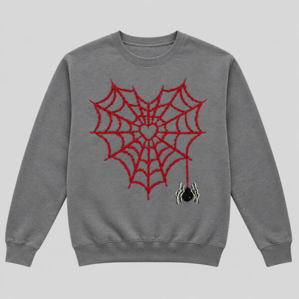 Spider-Web Heart Sweatshirt Grey