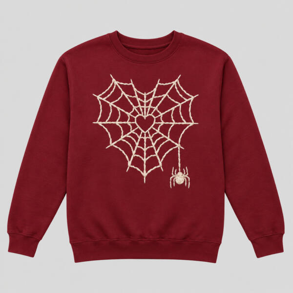 Spider-Web Heart Sweatshirt Maroon
