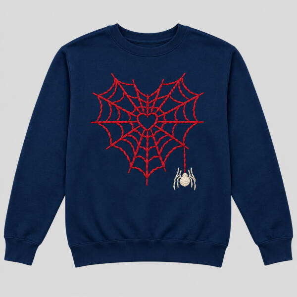 Spider-Web Heart Sweatshirt Navy Blue