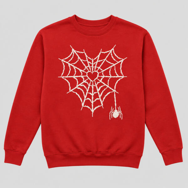 Spider-Web Heart Sweatshirt Red