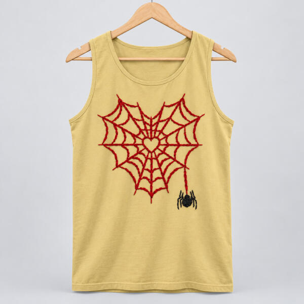 Spider-Web Heart Tank Top Beige