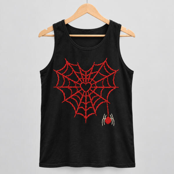 Spider-Web Heart Tank Top Black