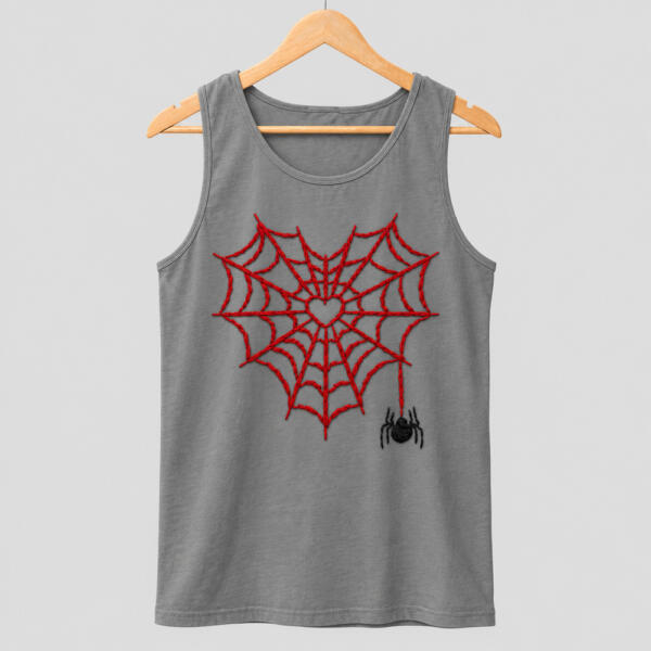 Spider-Web Heart Tank Top Grey