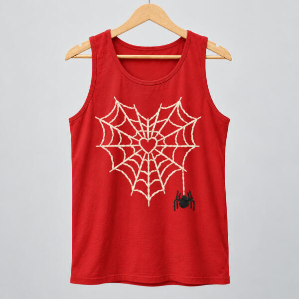 Spider-Web Heart Tank Top Red