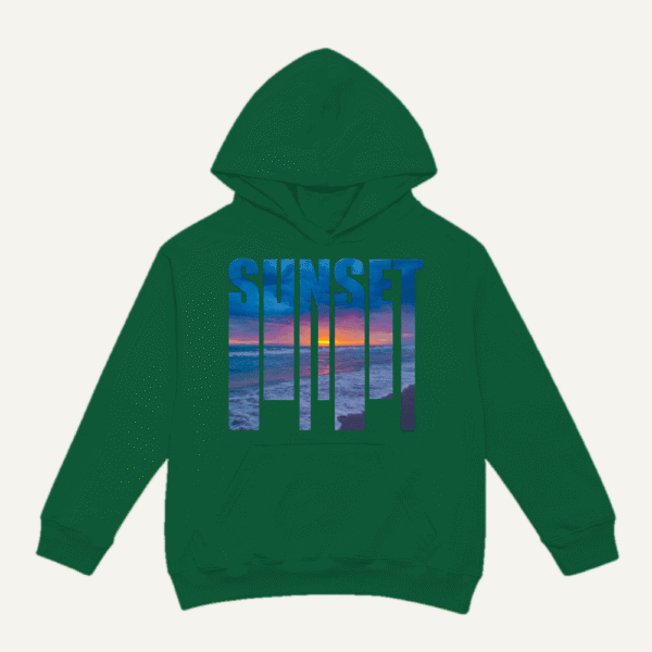 Sunset Ocean Hoodie Bottle Green