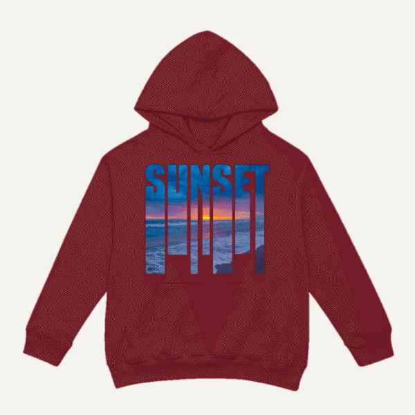 Sunset Ocean Hoodie Maroon