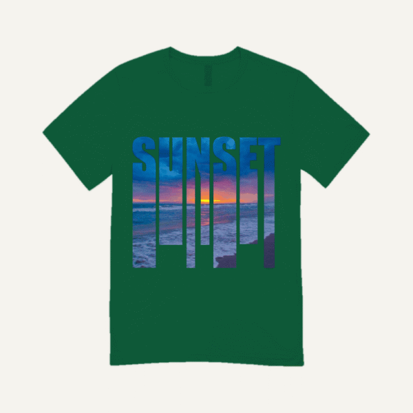 Sunset Ocean T-shirt Bottle Green