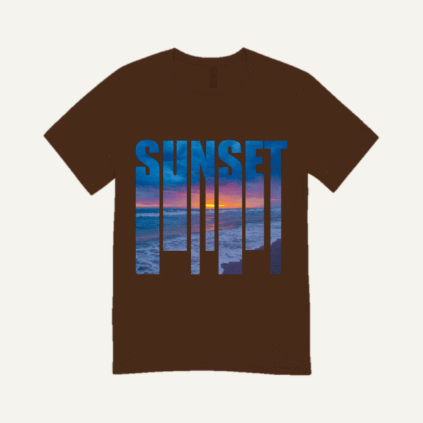 Sunset Ocean T-shirt Chocolate Brown