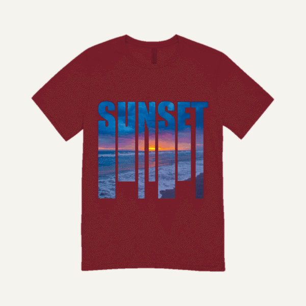Sunset Ocean T-shirt Maroon