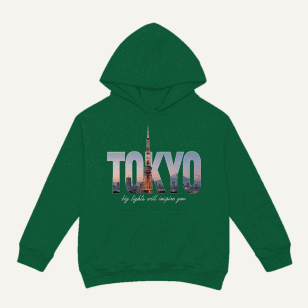Tokyo Skyline Hoodie Bottle Green
