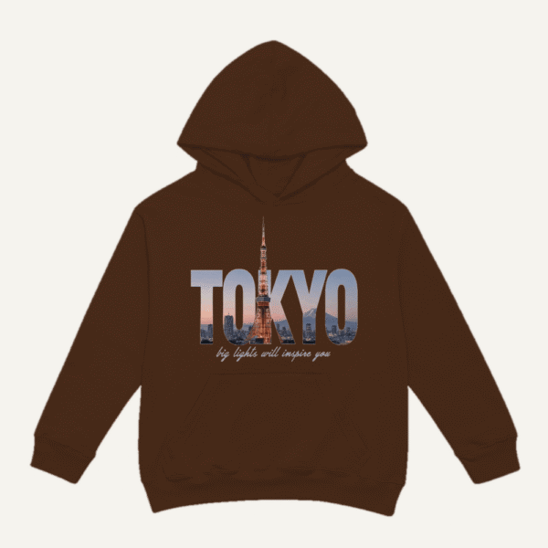Tokyo Skyline Hoodie Chocolate Brown