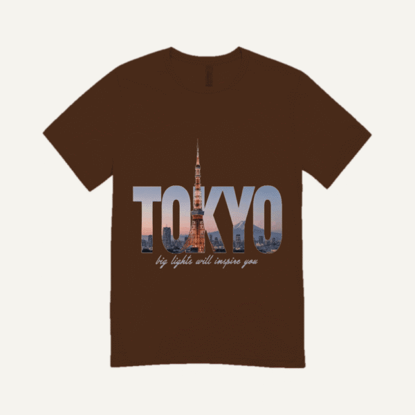 Tokyo Skyline T-shirt Chocolate Brown