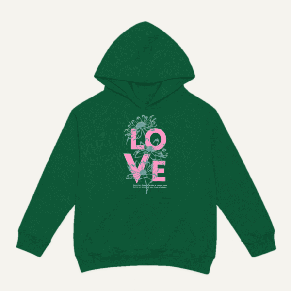 Tropical Love Hoodie Bottle Green