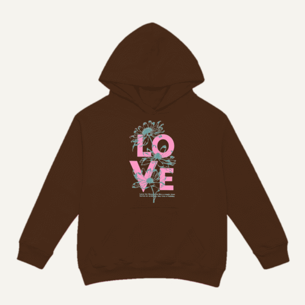Tropical Love Hoodie Chocolate Brown