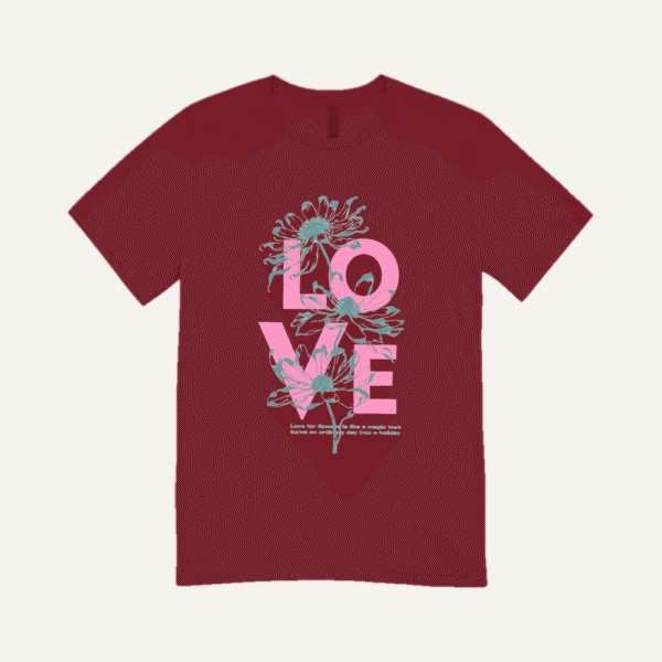 Tropical Love T-shirt Maroon