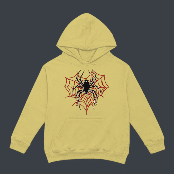 White Spider Red Web Hoodie Beige