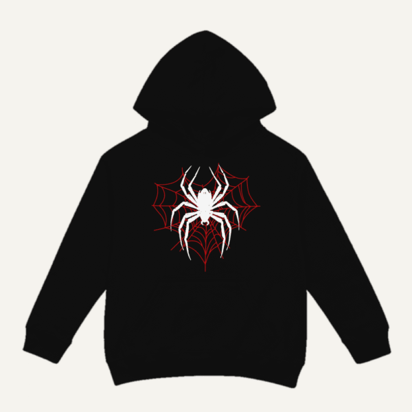 White Spider Red Web Hoodie Black