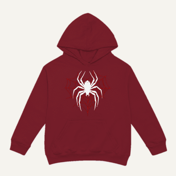 White Spider Red Web Hoodie Maroon