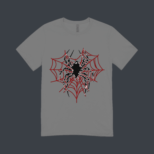 White Spider Red Web T-shirt Grey