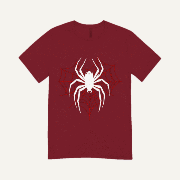 White Spider Red Web T-shirt Maroon
